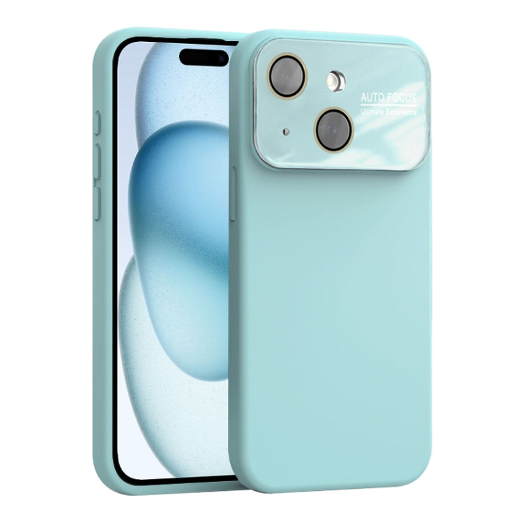 For iPhone 15 Large Window Acrylic Lens Film + Liquid Silicone Full Coverage Phone Case