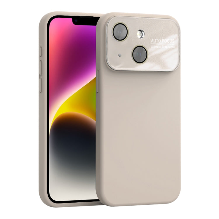 For iPhone 14 Large Window Acrylic Lens Film + Liquid Silicone Full Coverage Phone Case