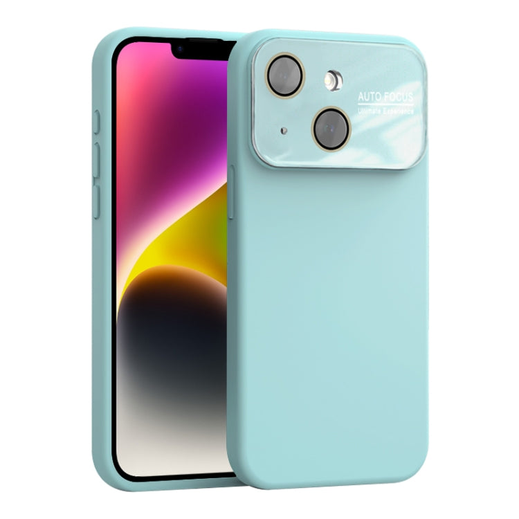 For iPhone 14 Large Window Acrylic Lens Film + Liquid Silicone Full Coverage Phone Case