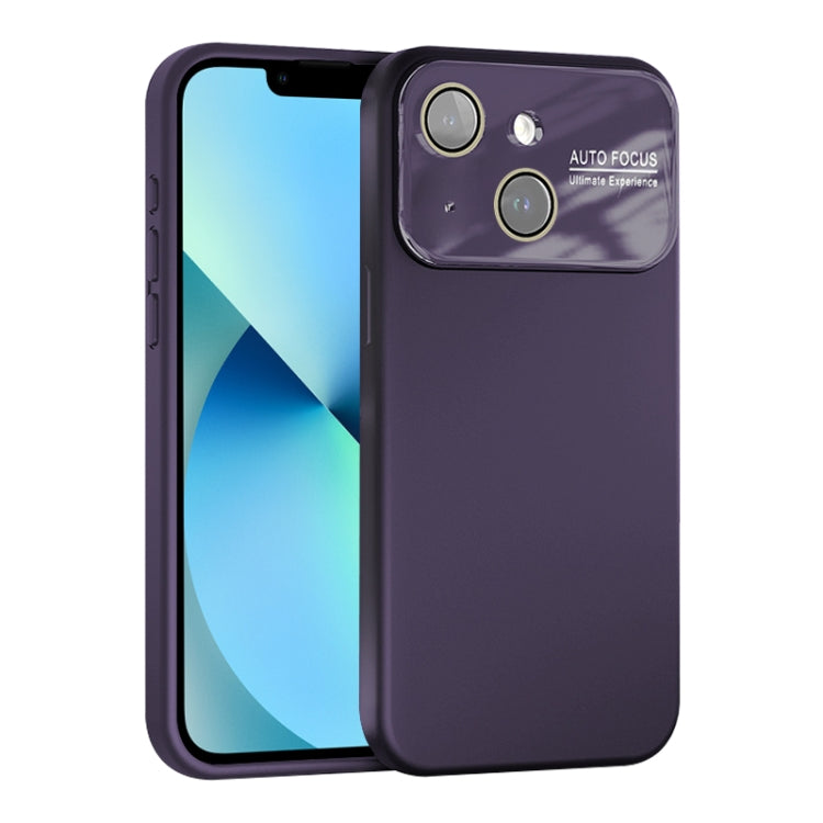 For iPhone 13 Large Window Acrylic Lens Film + Liquid Silicone Full Coverage Phone Case
