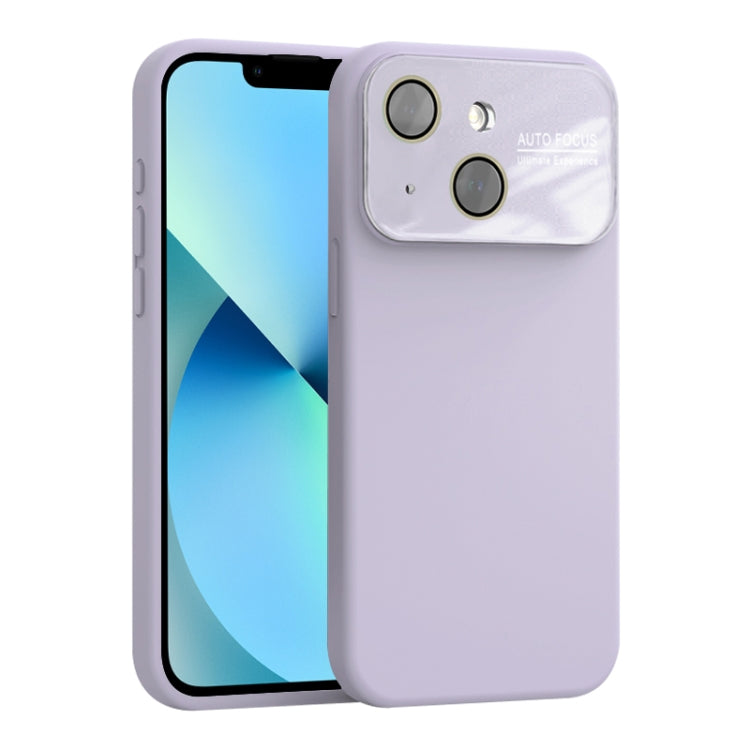 For iPhone 13 Large Window Acrylic Lens Film + Liquid Silicone Full Coverage Phone Case