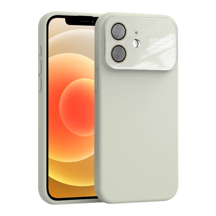 For iPhone 12 Large Window Acrylic Lens Film + Liquid Silicone Full Coverage Phone Case