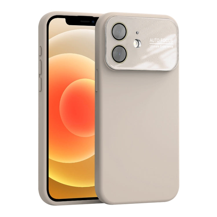 For iPhone 12 Large Window Acrylic Lens Film + Liquid Silicone Full Coverage Phone Case