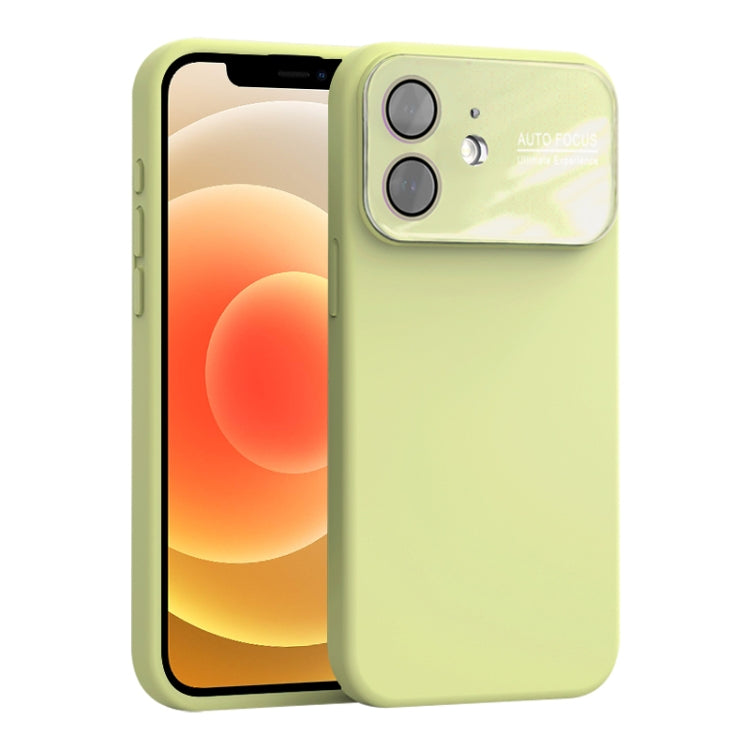 For iPhone 12 Large Window Acrylic Lens Film + Liquid Silicone Full Coverage Phone Case