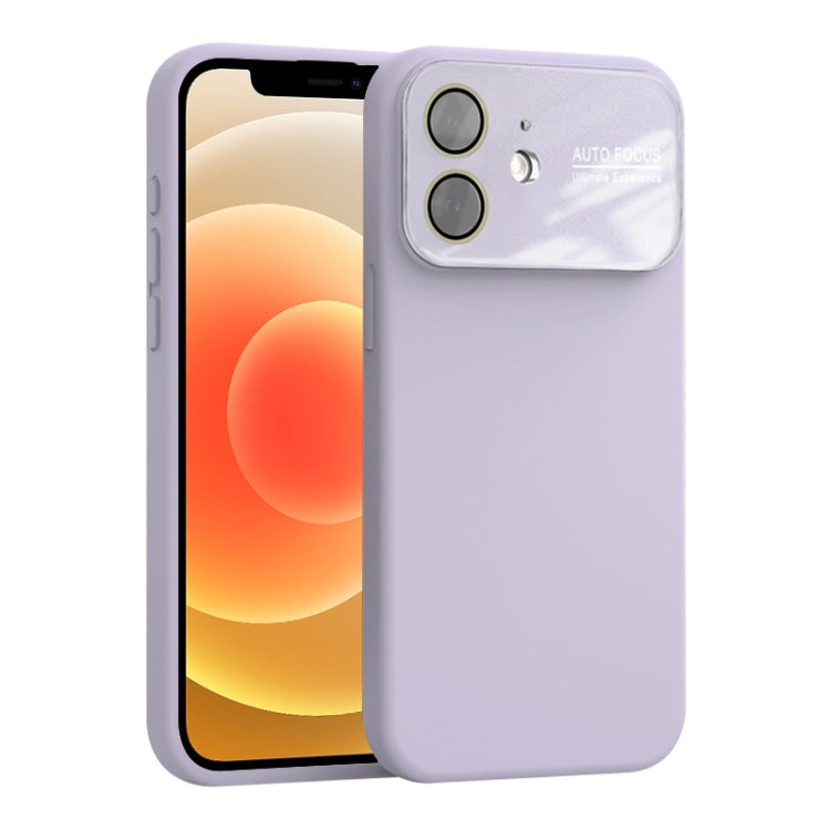 For iPhone 12 Large Window Acrylic Lens Film + Liquid Silicone Full Coverage Phone Case