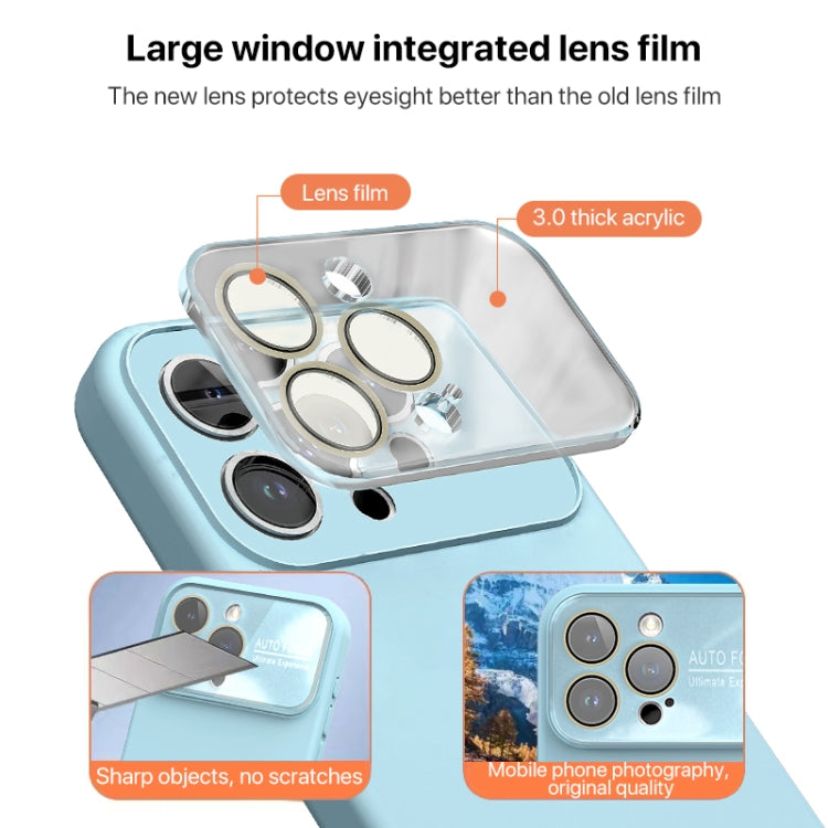 For iPhone 15 Plus Large Window Acrylic Lens Film + Liquid Silicone Full Coverage Phone Case