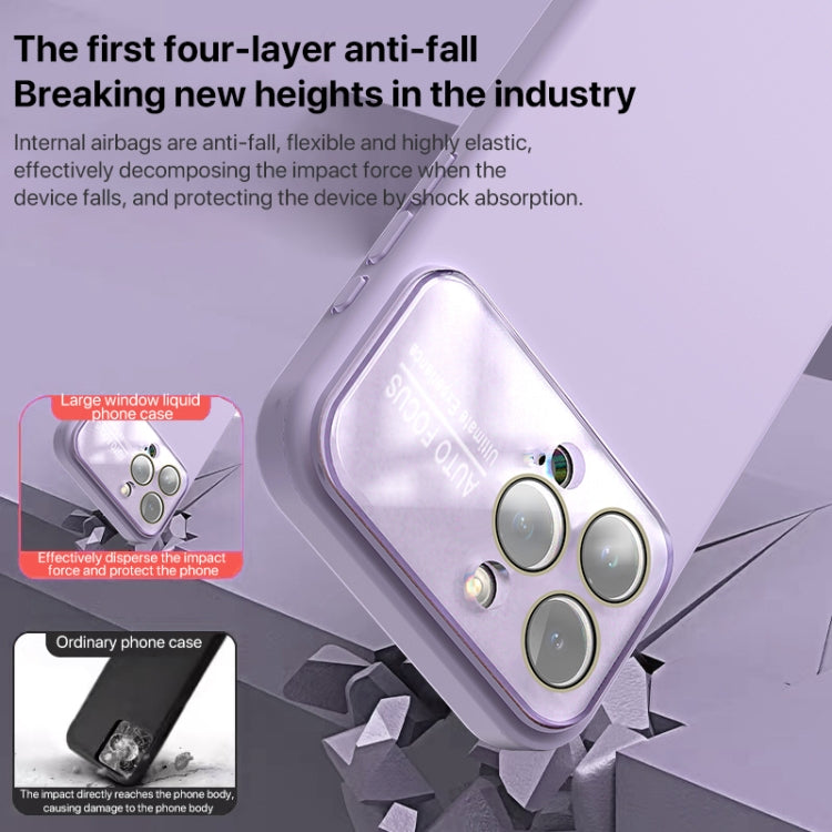 For iPhone 15 Plus Large Window Acrylic Lens Film + Liquid Silicone Full Coverage Phone Case