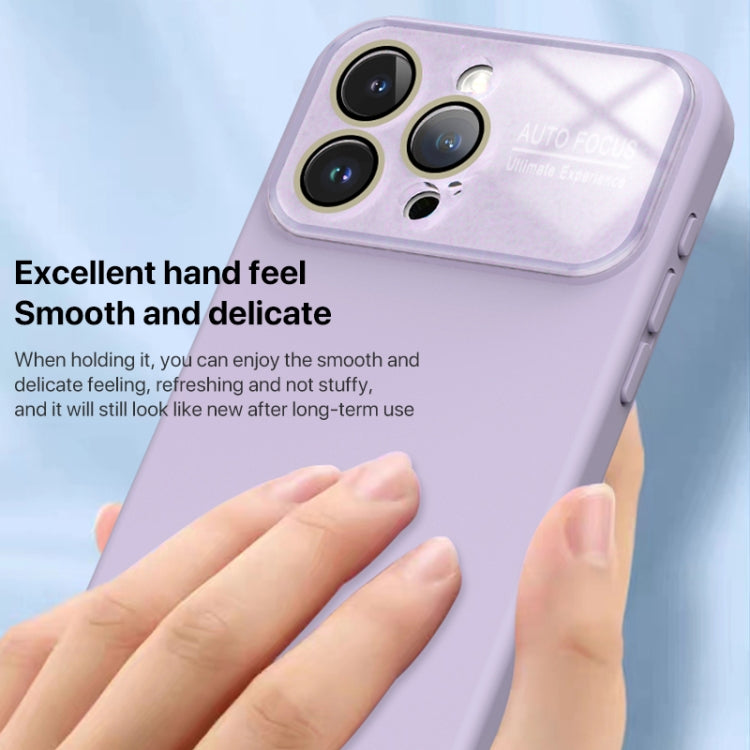 For iPhone 14 Large Window Acrylic Lens Film + Liquid Silicone Full Coverage Phone Case