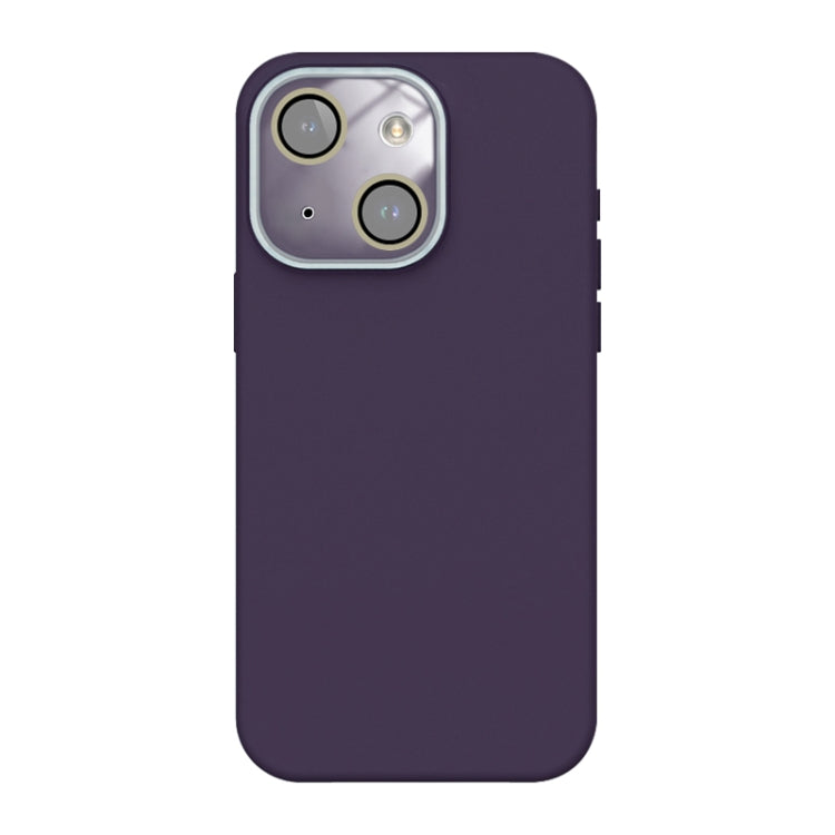 For iPhone 15 Plus Acrylic Lens Film + Liquid Silicone Full Coverage Phone Case