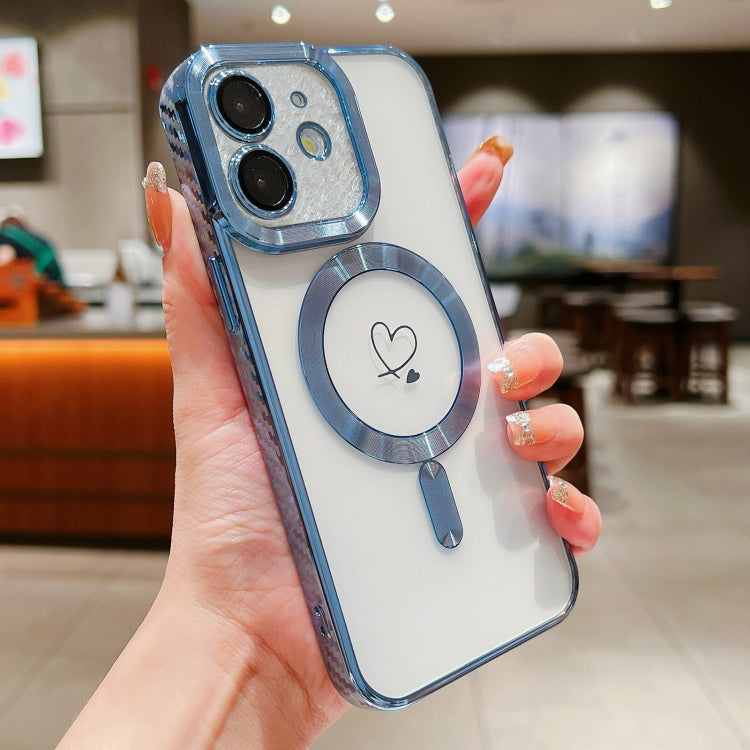 For iPhone 12 Loves Carbon Fiber Clear Plated Magsafe TPU Phone Case