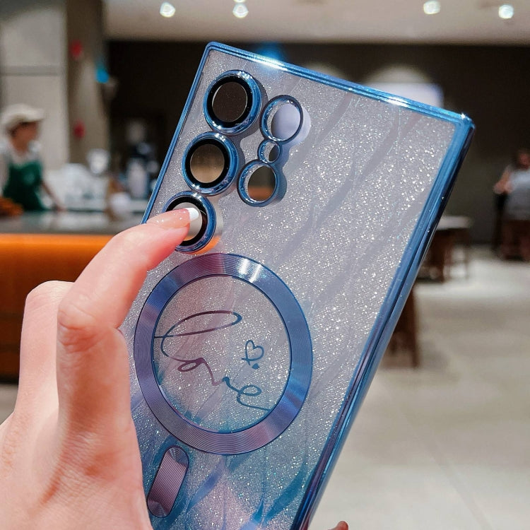 For Samsung Galaxy S23 FE 5G Dual-Love Leaves Gradient Glitter MagSafe TPU Phone Case