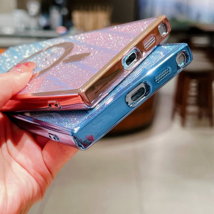 For Samsung Galaxy S23 FE 5G Dual-Love Leaves Gradient Glitter MagSafe TPU Phone Case