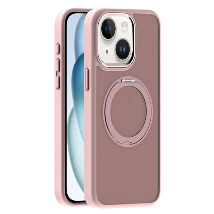For iPhone 15 Plus Skin Feel Frosted MagSafe Magnetic Holder Phone Case