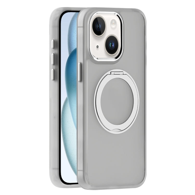 For iPhone 15 Skin Feel Frosted MagSafe Magnetic Holder Phone Case