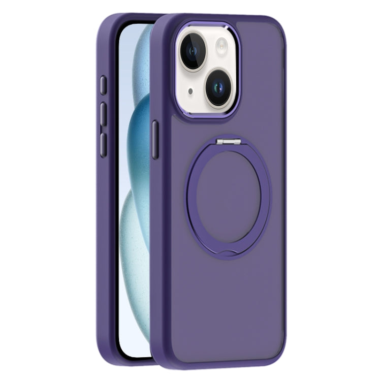 For iPhone 15 Skin Feel Frosted MagSafe Magnetic Holder Phone Case