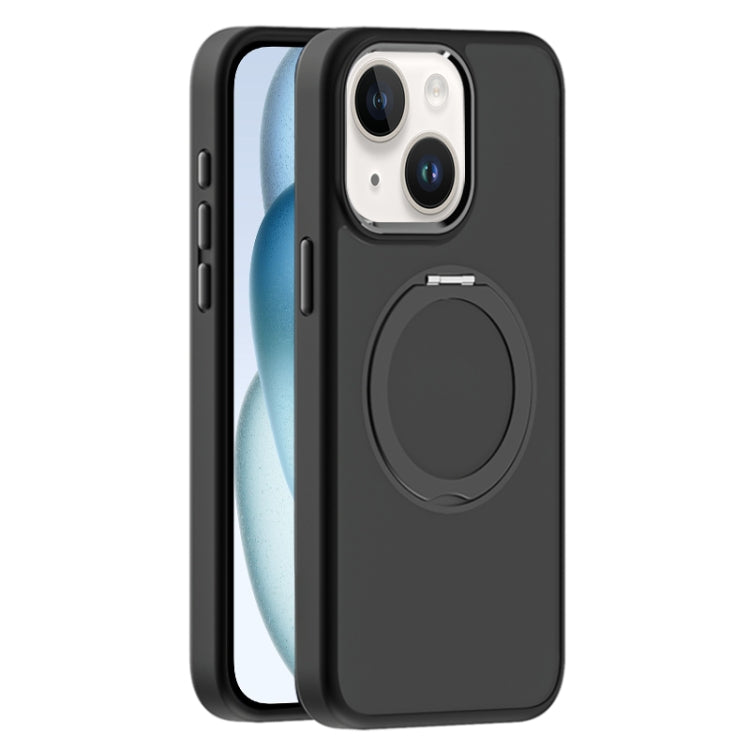 For iPhone 15 Skin Feel Frosted MagSafe Magnetic Holder Phone Case