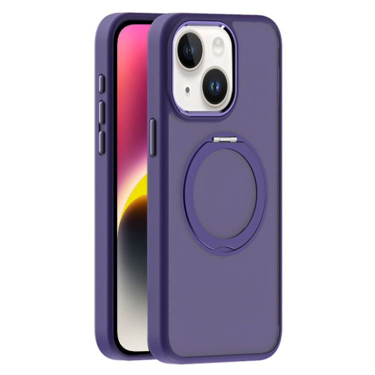 For iPhone 14 Plus Skin Feel Frosted MagSafe Magnetic Holder Phone Case