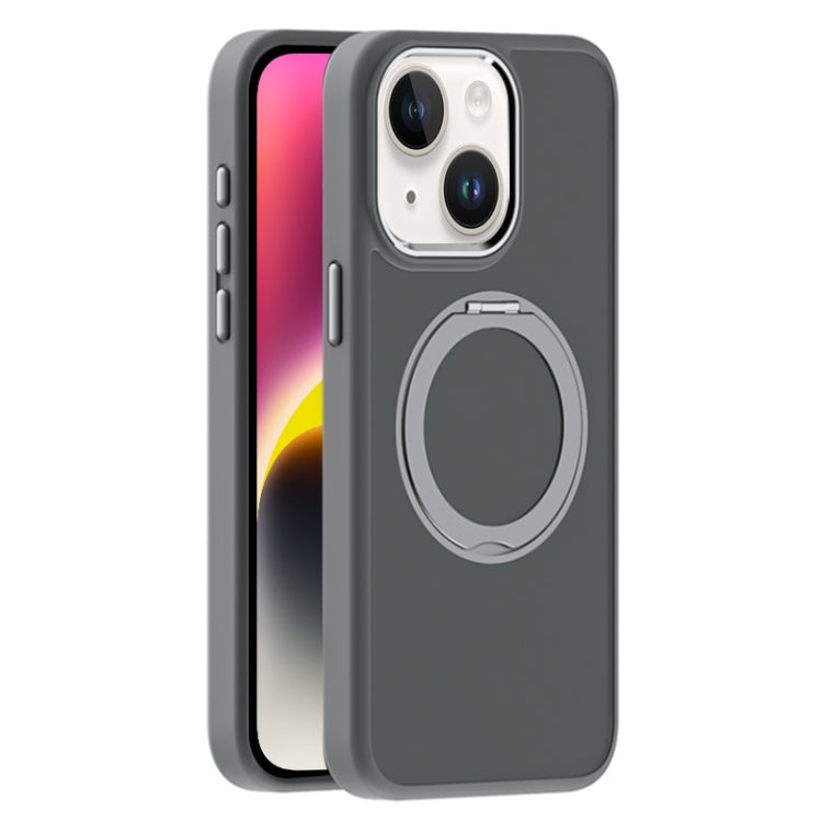 For iPhone 14 Plus Skin Feel Frosted MagSafe Magnetic Holder Phone Case