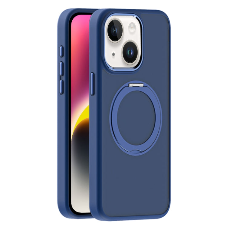 For iPhone 14 Plus Skin Feel Frosted MagSafe Magnetic Holder Phone Case