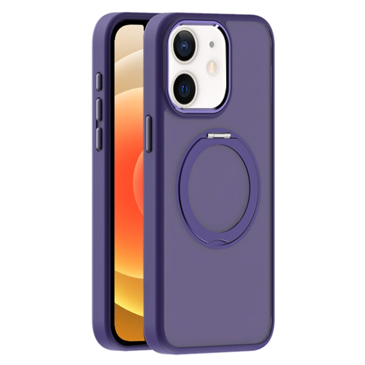 For iPhone 12 Skin Feel Frosted MagSafe Magnetic Holder Phone Case