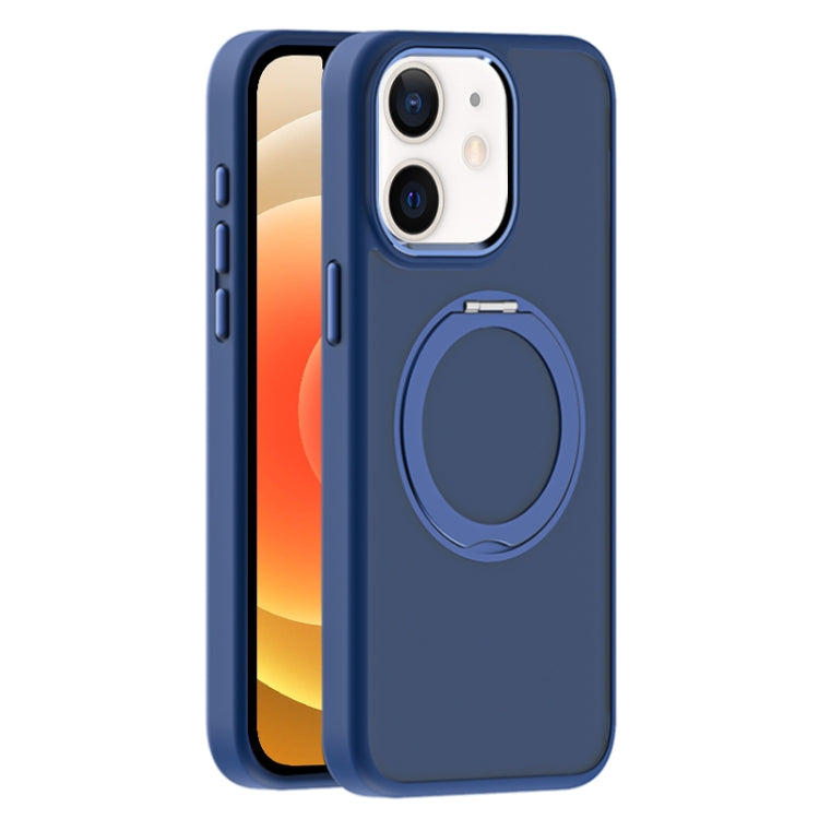 For iPhone 12 Skin Feel Frosted MagSafe Magnetic Holder Phone Case