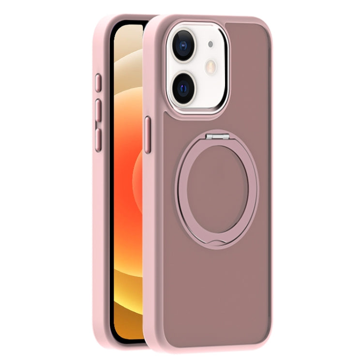 For iPhone 12 Skin Feel Frosted MagSafe Magnetic Holder Phone Case