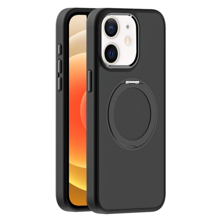 For iPhone 12 Skin Feel Frosted MagSafe Magnetic Holder Phone Case