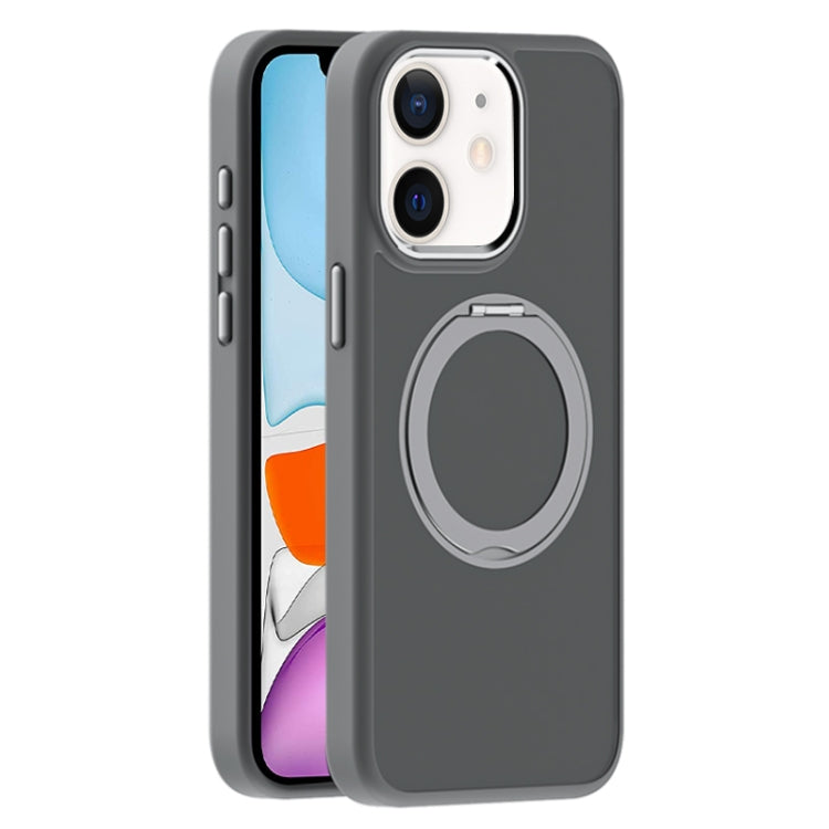 For iPhone 11 Skin Feel Frosted MagSafe Magnetic Holder Phone Case