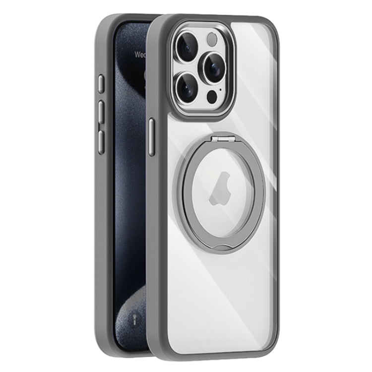 For iPhone 15 Pro Max Transparent MagSafe Magnetic Holder Phone Case