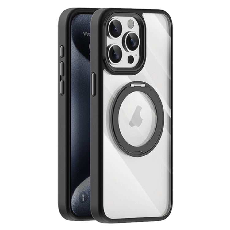 For iPhone 15 Pro Max Transparent MagSafe Magnetic Holder Phone Case