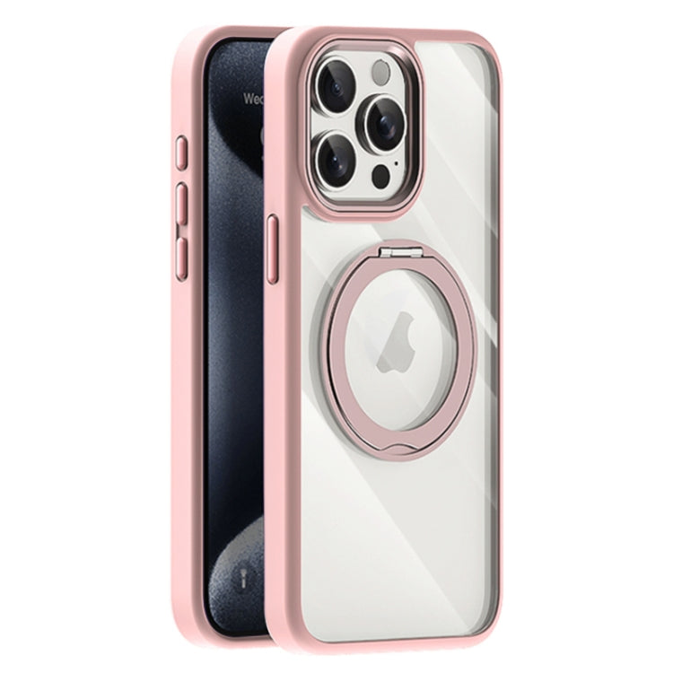 For iPhone 15 Pro Max Transparent MagSafe Magnetic Holder Phone Case