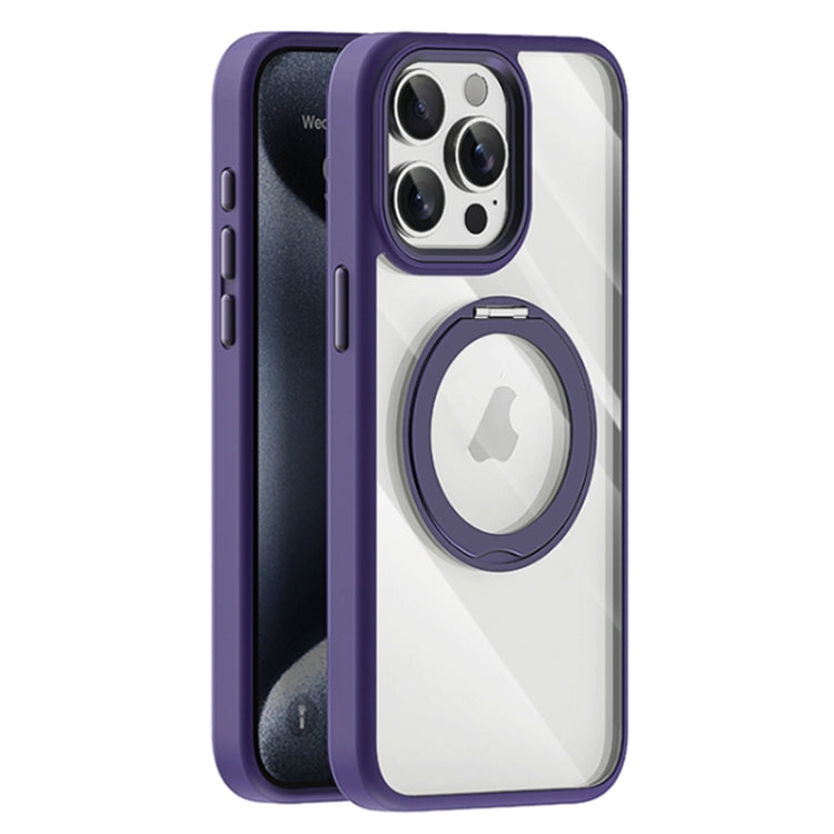 For iPhone 15 Pro Transparent MagSafe Magnetic Holder Phone Case