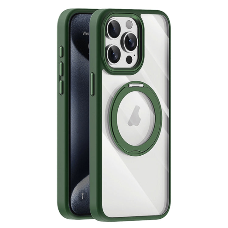 For iPhone 15 Pro Transparent MagSafe Magnetic Holder Phone Case