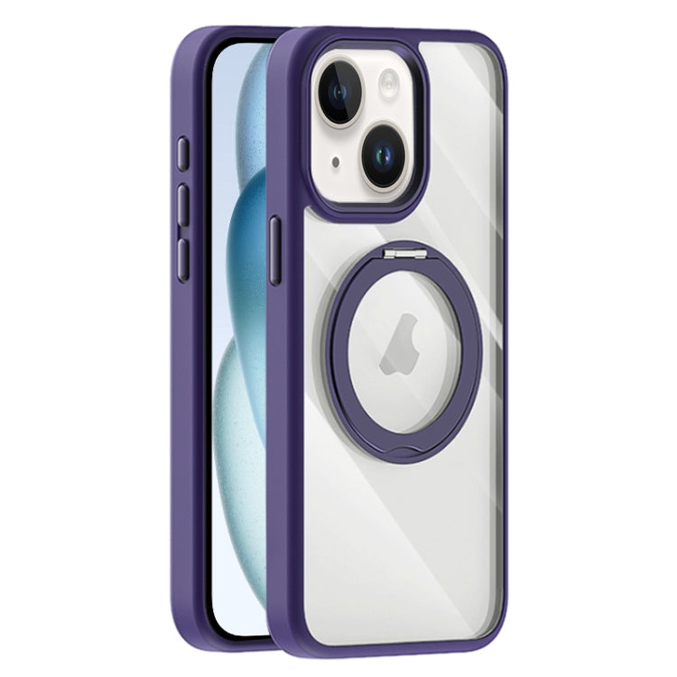 For iPhone 15 Plus Transparent MagSafe Magnetic Holder Phone Case