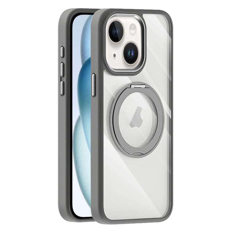 For iPhone 15 Plus Transparent MagSafe Magnetic Holder Phone Case