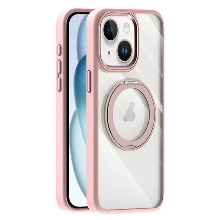 For iPhone 15 Plus Transparent MagSafe Magnetic Holder Phone Case