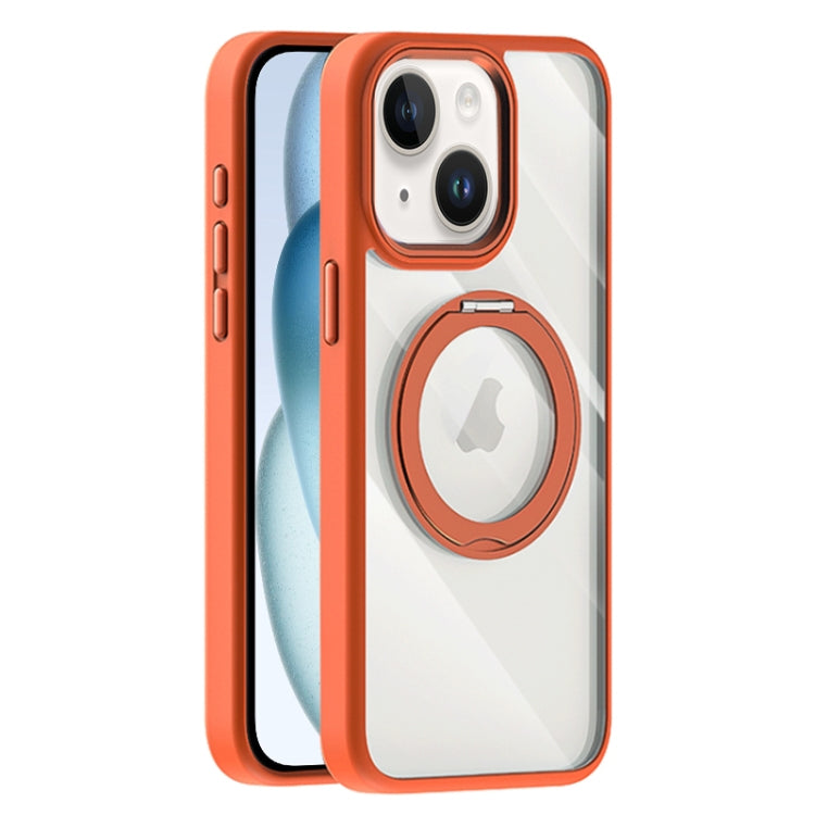 For iPhone 15 Plus Transparent MagSafe Magnetic Holder Phone Case