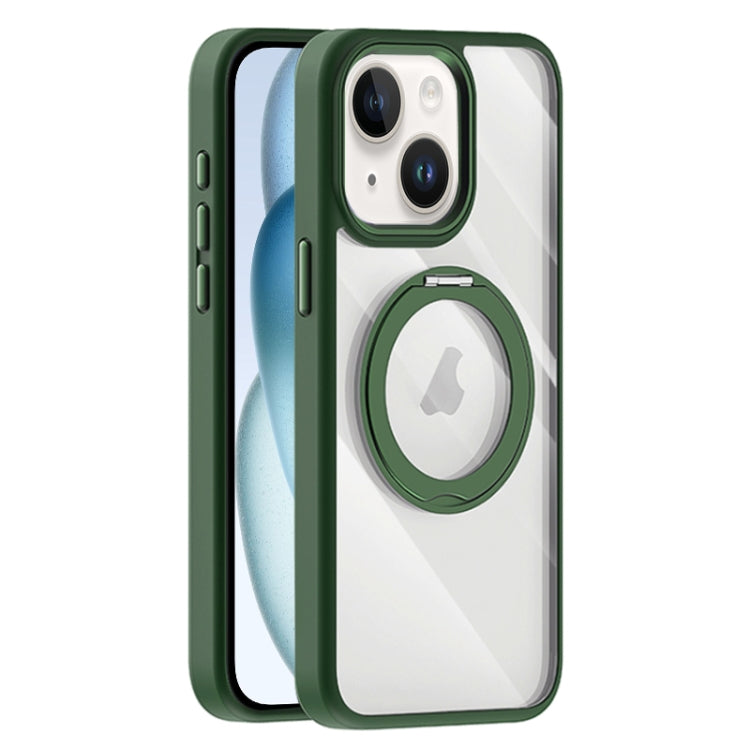 For iPhone 15 Plus Transparent MagSafe Magnetic Holder Phone Case