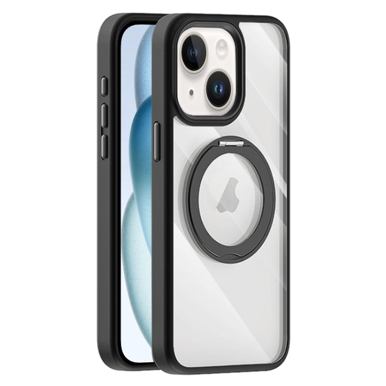 For iPhone 15 Transparent MagSafe Magnetic Holder Phone Case