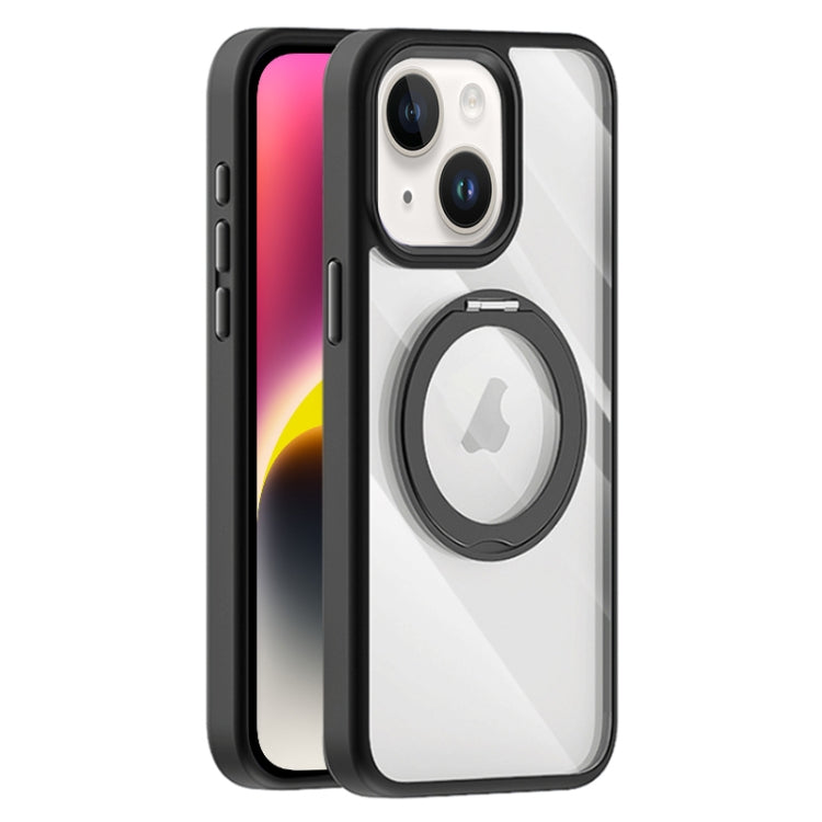 For iPhone 14 Plus Transparent MagSafe Magnetic Holder Phone Case