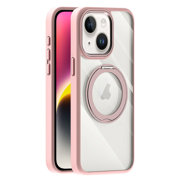 For iPhone 14 Plus Transparent MagSafe Magnetic Holder Phone Case