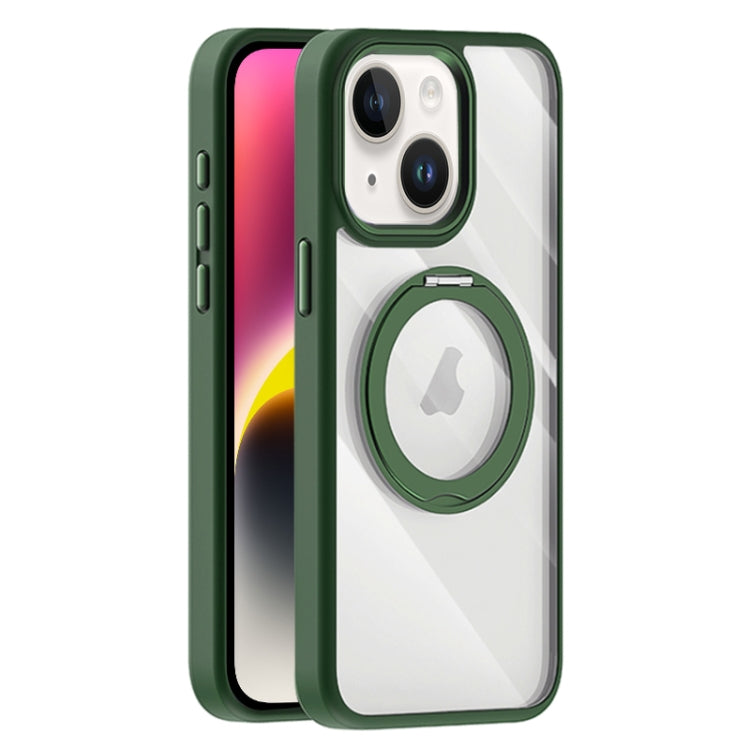 For iPhone 14 Plus Transparent MagSafe Magnetic Holder Phone Case