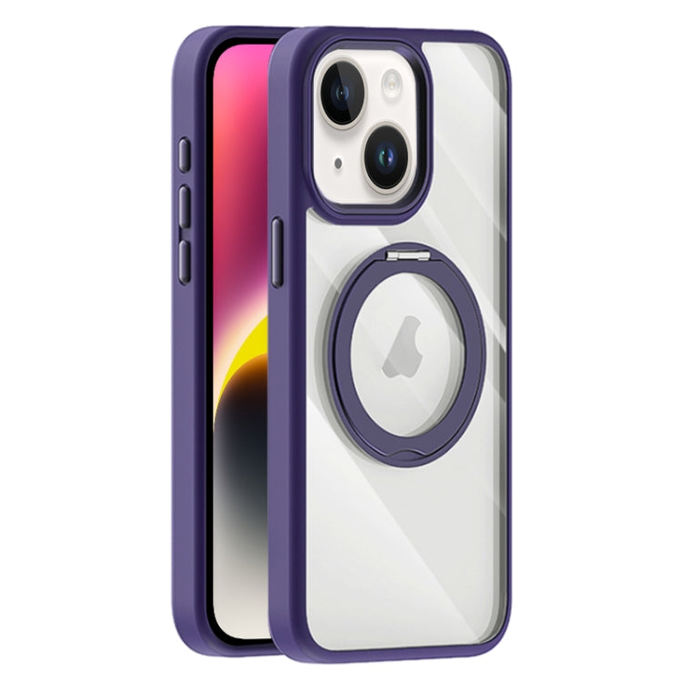 For iPhone 14 Transparent MagSafe Magnetic Holder Phone Case