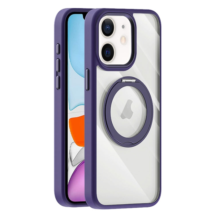 For iPhone 11 Transparent MagSafe Magnetic Holder Phone Case