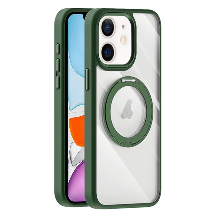 For iPhone 11 Transparent MagSafe Magnetic Holder Phone Case