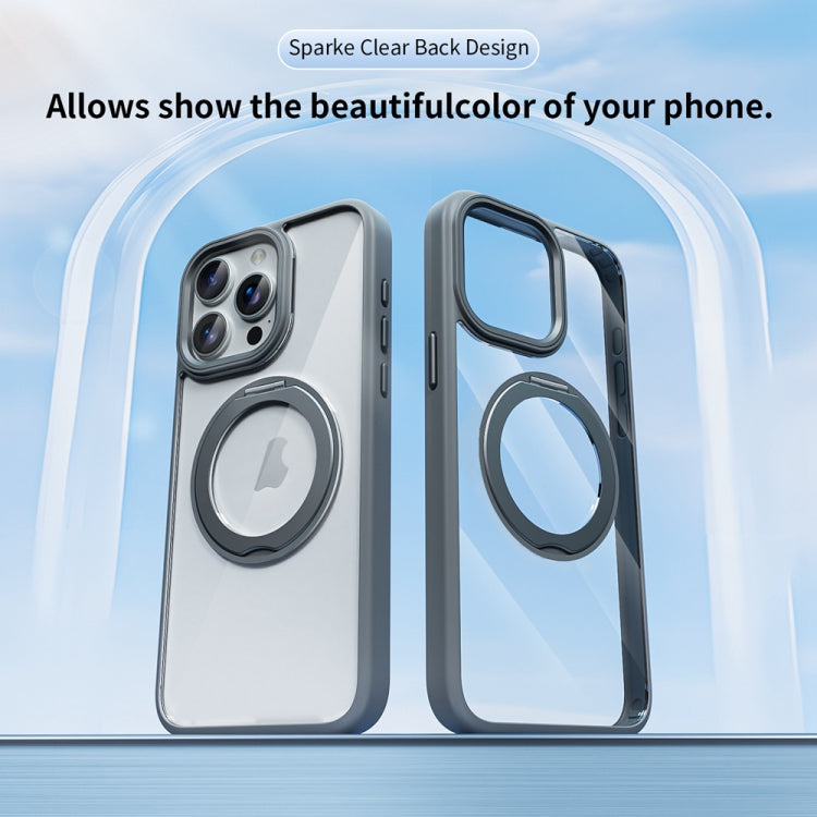 For iPhone 15 Pro Max Transparent MagSafe Magnetic Holder Phone Case
