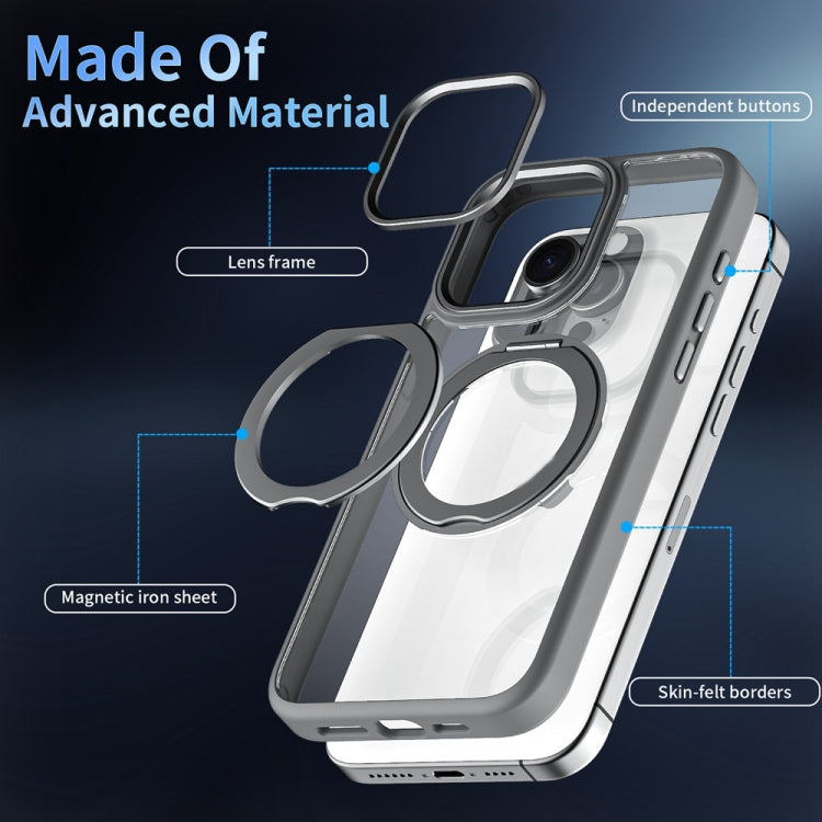 For iPhone 15 Pro Max Transparent MagSafe Magnetic Holder Phone Case