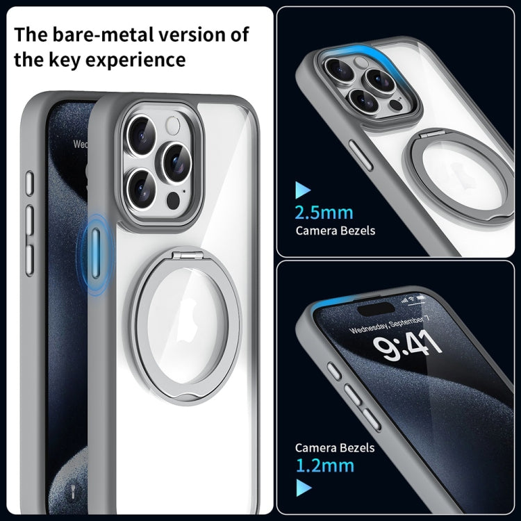For iPhone 15 Plus Transparent MagSafe Magnetic Holder Phone Case