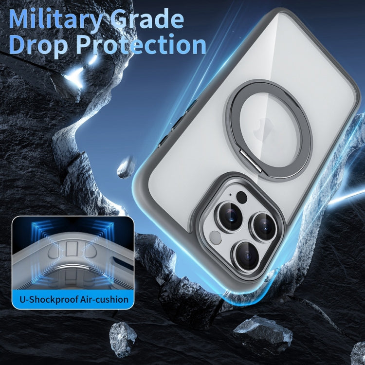 For iPhone 15 Pro Max Transparent MagSafe Magnetic Holder Phone Case