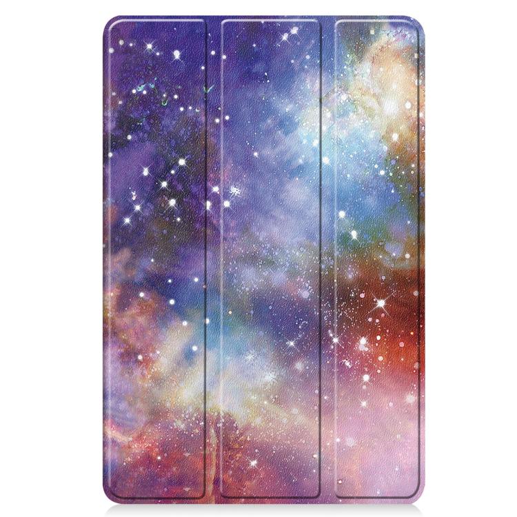 For Lenovo Tab 10.1 / K10 2nd / S10 Custer Painted 3-Fold Holder Leather Smart Tablet Case
